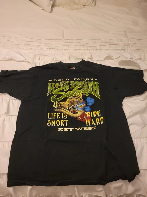 Vintage Hogs Breath Saloon T-Shirt Men’s Size XL Key West FL Double Sided Black