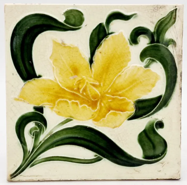 Fireplace Tile Art Nouveau Moulded Majolica by Henry Richards C1906 AE5