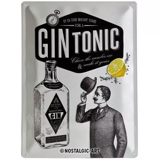 Nostalgic-Art - Retro Bar placa de chapa placa de metal 30x40 cm - Gin Tonic