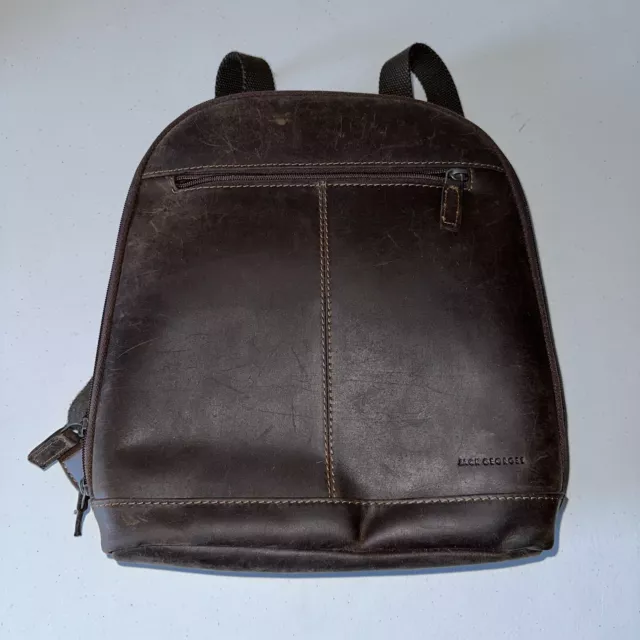 Jack Georges Voyager Convertible Backpack Crossbody Bag Genuine Brown Leather