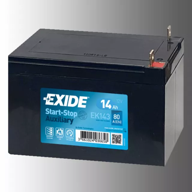 Exide EK143 Start-Stop Auxiliary Stützbatterie 12V 14Ah 80A für Renault Twizy