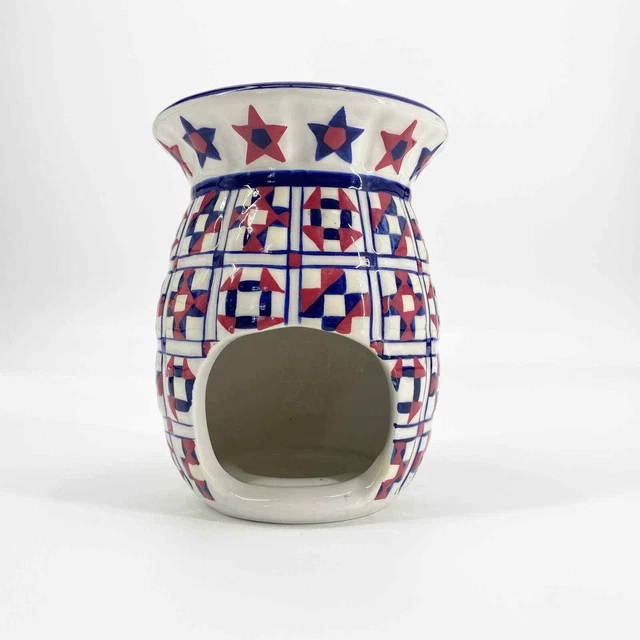 PARTYLITE Vintage Aroma Acolchado Funde Rojo Más Cálido Blanco y Azul Americano