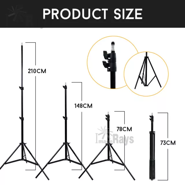 2x Adjustable Light Stand Tripod Support for Studio Photo Flash LED Video Light 3