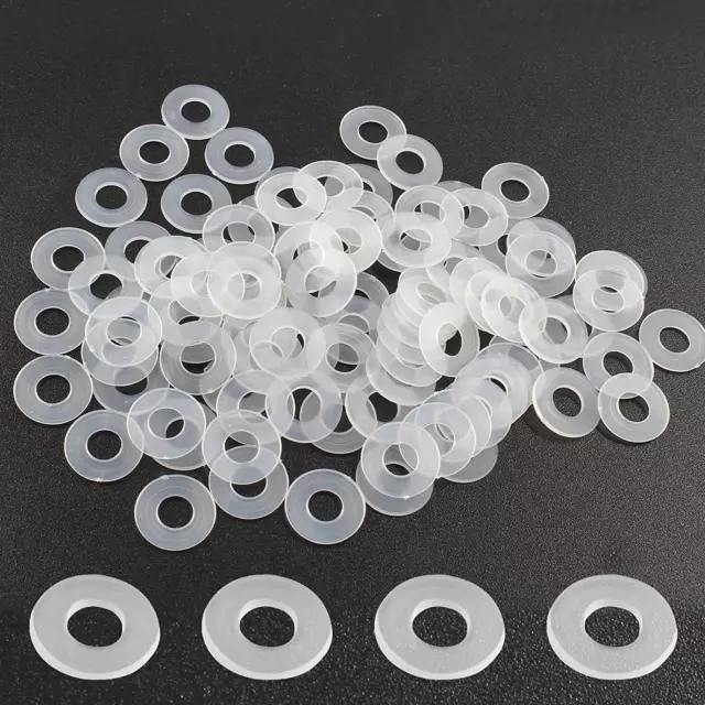 100 Pack M6 Nylon Washers Clear Flat Washer, 6Mm ID 13Mm OD 1Mm Thickness Faucet