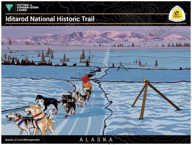 Iditarod National Historic Trail US Conservation System 50th Poster Print 18x24