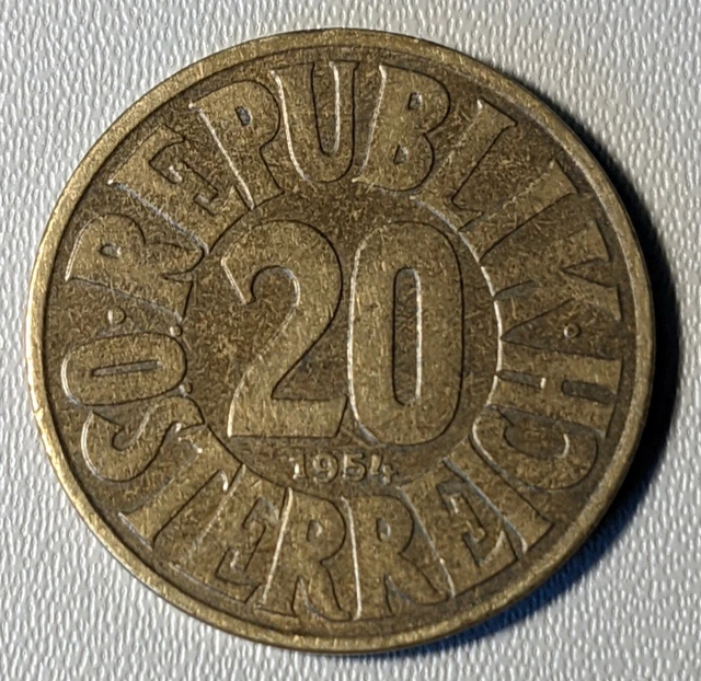 Austria 20 Groschen 1954 Aluminium-bronze Coin - Austrian Eagle