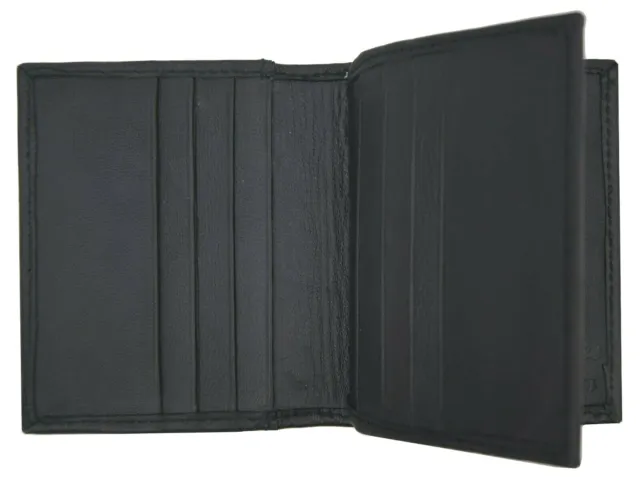 AG Wallets Mens Premium Black Leather Credit Card Holder Wallet Center Flap 3