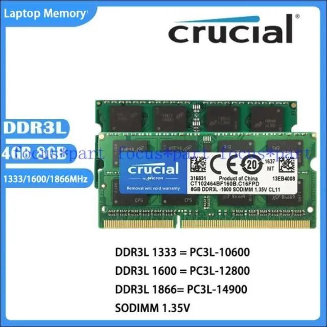 Crucial 12GB (3 x 4GB) PC3L-12800 (DDR3L-1600) Memory (RAM) Mac SO-DIMM  M16FKD