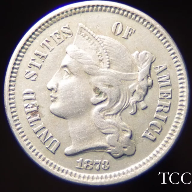 1873 THREE CENT NICKEL ~ EXCELLENT 3c TYPE COIN ~ FREE SHIPPING ~ TCC