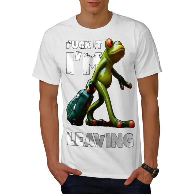 Wellcoda I'm Leaving Frog Mens T-shirt, Animal Graphic Design Printed Tee