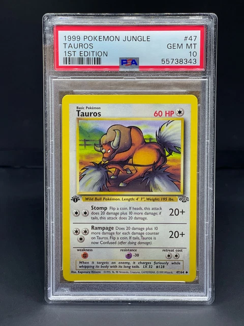 Pokemon Jungle Tauros 1st Edition PSA 10 GEM MT #47 - WOTC English Card 1999