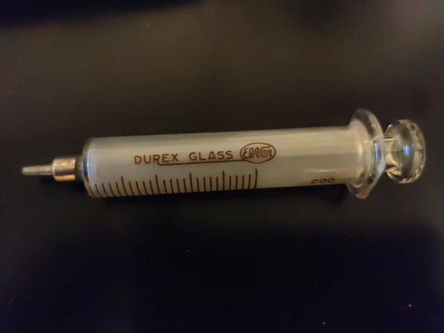 Siringa In vetro e acciaio 5 cc vintage- Marca "DUBER" - Medicina - Farmaceutica