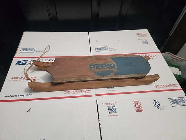 Handmade Vintage Wooden Soda Crate Pepsi Cola Wood Box Sled Sleigh Decoration