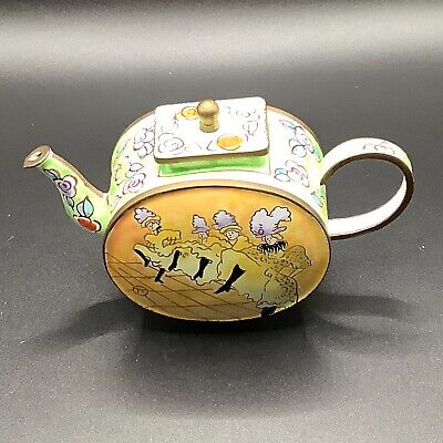 Kelvin Chen Collectible Miniature Hand Painted Enamel Moulin Rouge CanCan Teapot