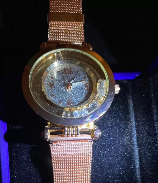 Designer Style Fashion Wrist Watch.silver/diamante Crystal.ROSE GOLD