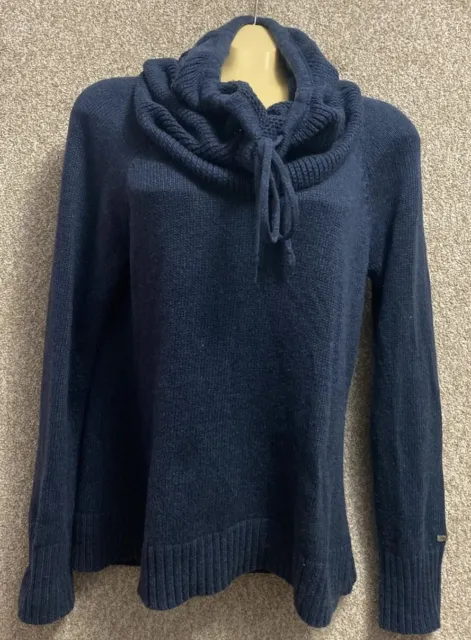 Columbia Funnel Neck Sweater Blue Knit Cotton Wool Blend Soft Womens Size Large