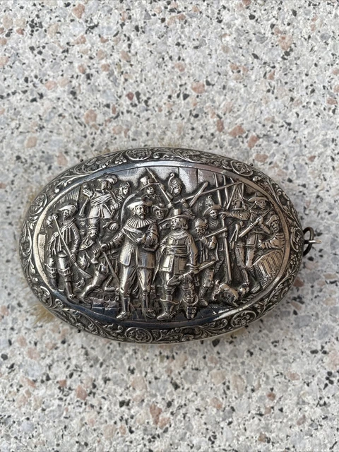 Kleiderbürste Bürste Uniformbürste 833 Silber Relief Holland Amsterdam Antik