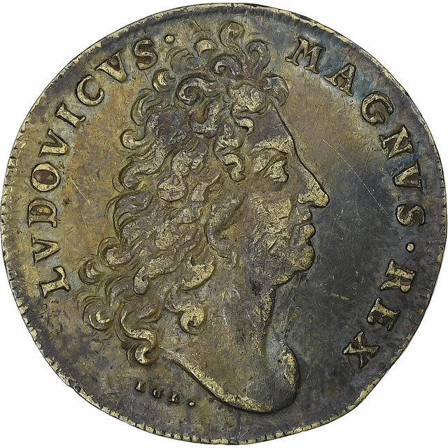 Jeton Louis XIV – Nuremberg – HOC SYDERE LILIA FLORENT – Laiton – XVIIe