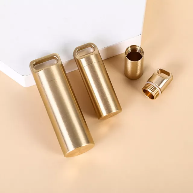 1Pc Brass Pill Cases Multifunctional Brass Seal Cabin Medicine Pill Ca#w#