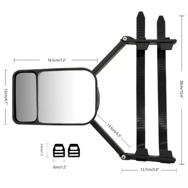 PAR Remolque Covex plano doble vidrio MPV furgoneta caravana remolque extensión espejo de remolque 2