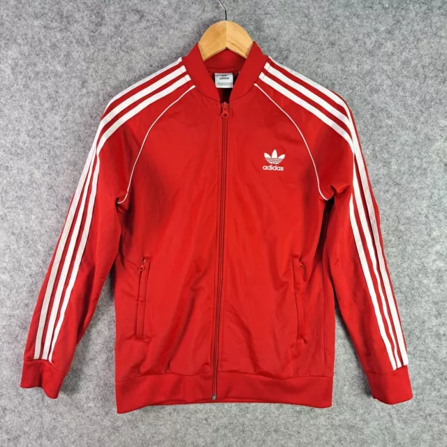 Adidas Jacket Boys Kids 13-14 Red Zip Casual Sport Winter Performance 5487