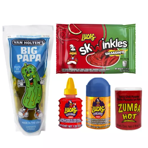 1 X 1 Big Papa Dill Pickle Kit : Mango Powder, Skwinkles,Liquid Chamoy, Chilli