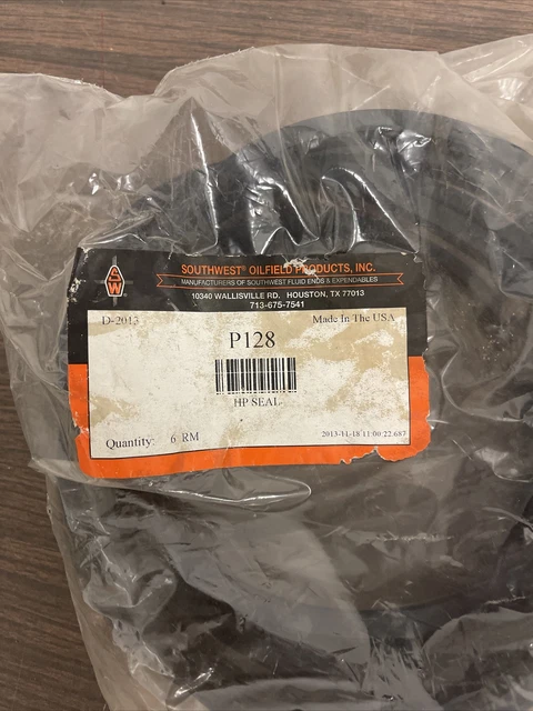Lot/6 Southwest oilfield products P/N P128. HP Seal