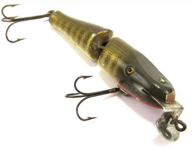 Creek Chub Baby Jointed Pikie Vintage Glass Eye Wood Fishing Lure - Read