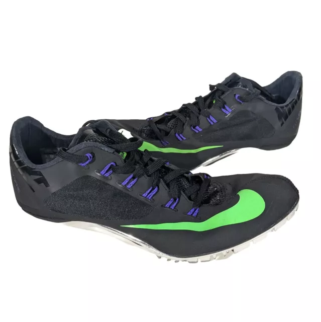 Nike Zoom SuperFly R4 Sprint Running Track Spikes Black Green Chrome 11.5  Mens