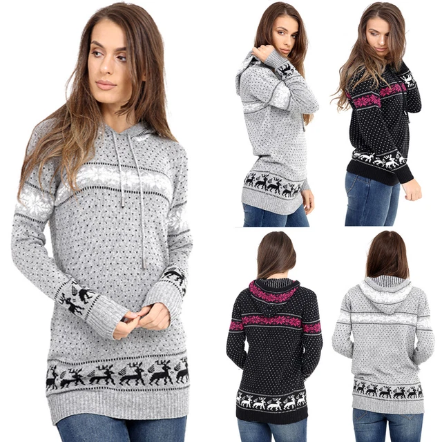 Felpa con cappuccio Natale Ragazze Donna Donna Donna Maglione Maglione Felpa con Cappuccio