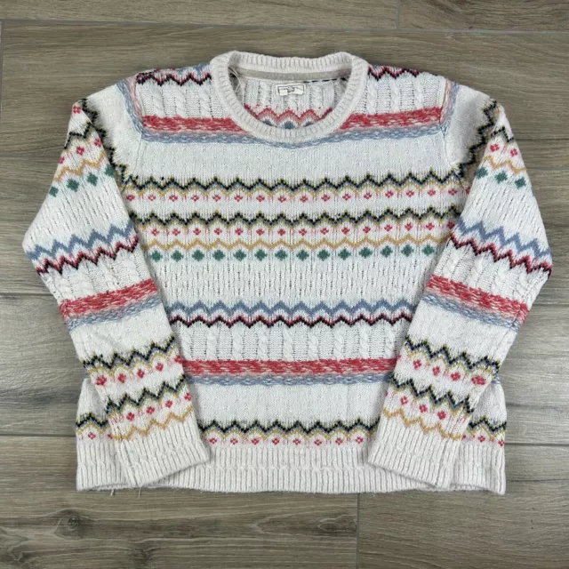 Fat Face Knitted Alpaca Blend Jumper Sweatshirt Fair Isle Patterned UK Size 14