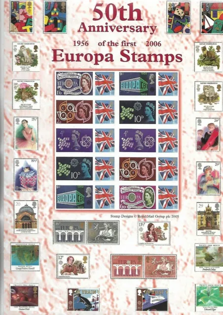 2006 50th Anniversary Europa Stamps Smiler Sheet 1956-2006 Plain version