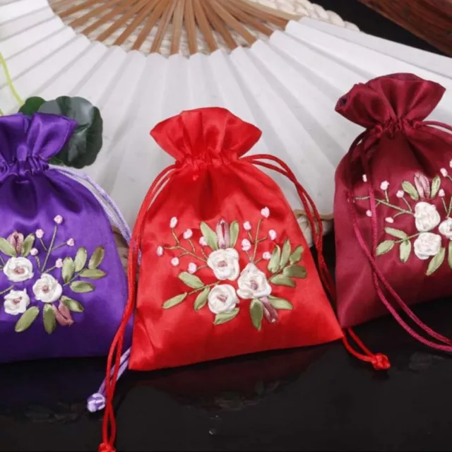 Perfume Spice Bag Embroidery Flower Drawstring Bag Cloth Storage Bag  Girl