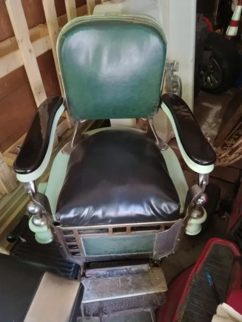 Vintage barber chair Theo Koch cast iron porcelain enamel antique