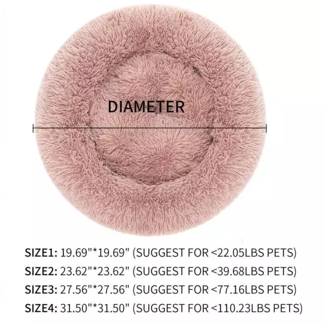 Soft Round Plush Donut Pet Dog Cat Bed Fur Cuddler Warm Puppy Calming Bed Kennel 2