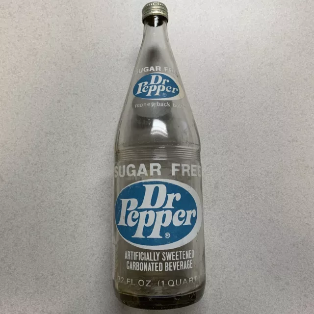 Dr Pepper Sugar Free 32 FL OZ Bottle Empty with Cap