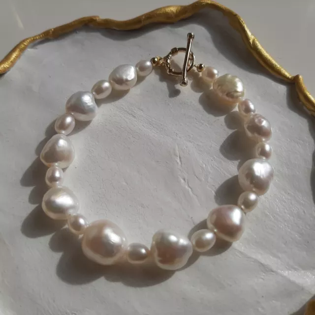 bracelet raffiné perles de culture naturelle baroques d'eau douce