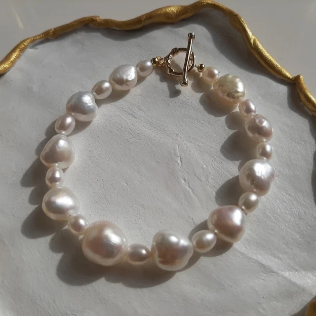 bracelet raffiné perles de culture naturelle baroques d'eau douce