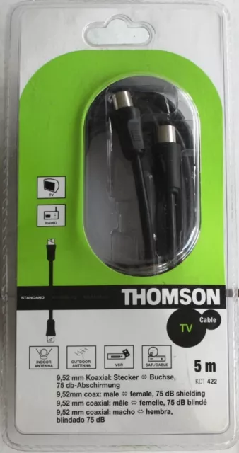 Thomson 5m Antennen-Kabel 75db Koaxial-Kabel Koax schwarz für TV Sat Box etc.