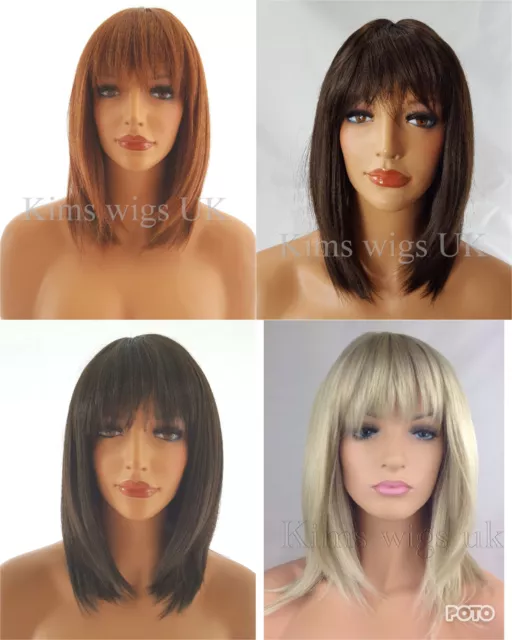Ladies Wig Shoulder Length Razor Cut Wig Blonde Brown Black Ginger Mix Uk Seller
