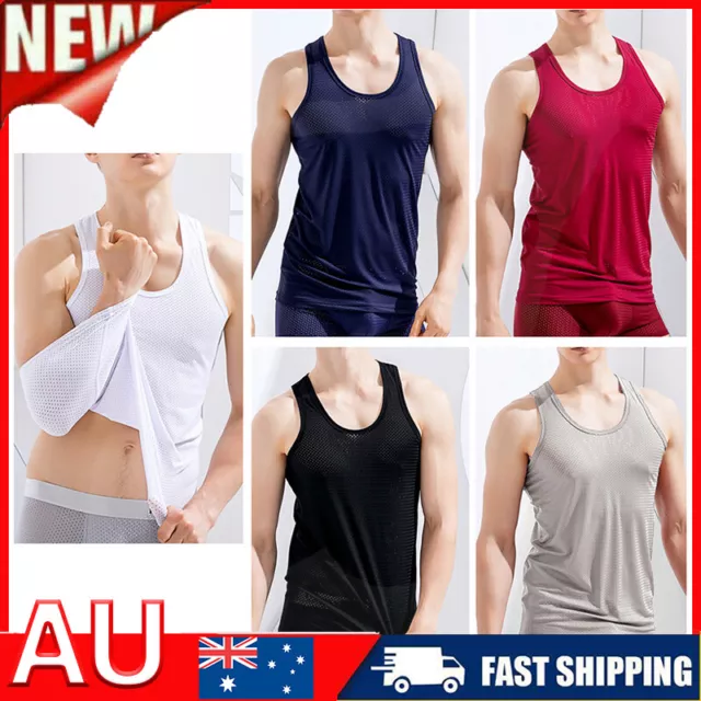 Nahtloses Herren-Unterhemd Aus Eisseide Coole Weste Netz-Tanktops Schmales T- R