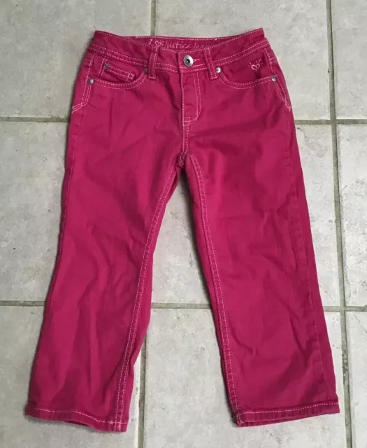 Justice Girls Medium Pink Denim Simply Low Capri Jeans Sz 12S Gc!