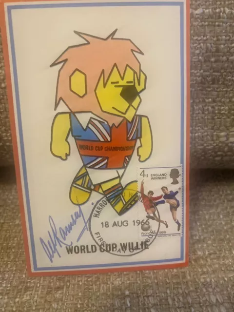 World cup Willie 1966 First day Issue Postcard Signed by Sir Alf Ramsay.