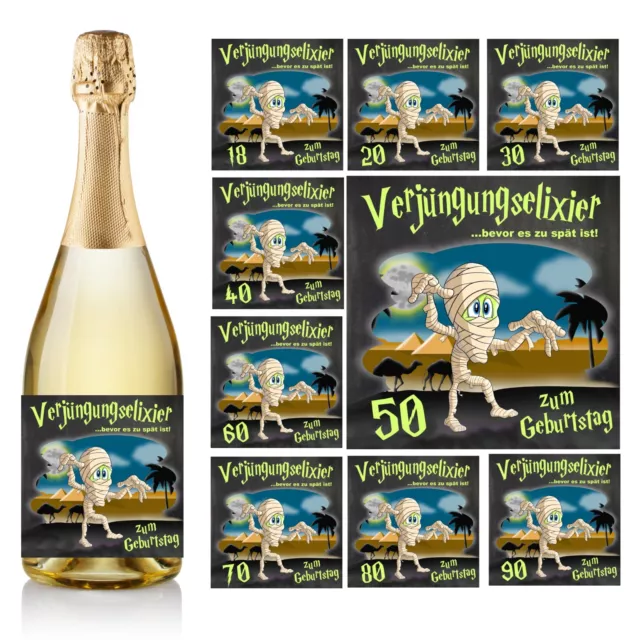 GEBURTSTAG AUFKLEBER lustig Sektflasche selbstkl. viele