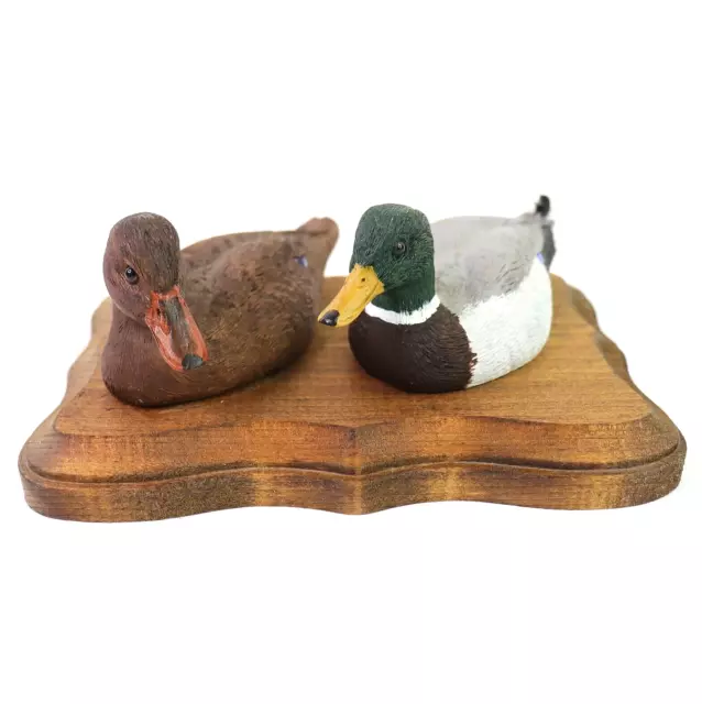 Ducks Hen and Drake Pair Wooden Home Decor Wood Duck Plaque Vintage