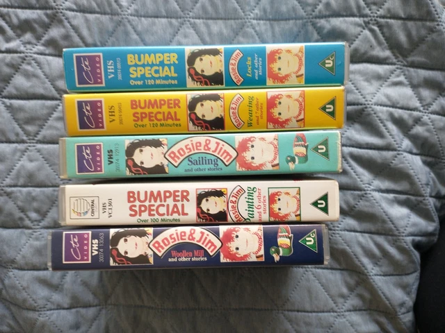 ROSIE AND JIM 5 VHS VIDEOS 3no BUMPER SPECIALS SAILING WOOLLEN MILL rosie-and-jim-5-vhs-videos-3no-bumper-specials-sailing-woollen-mill