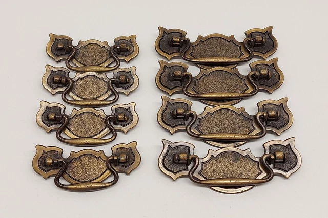 8 Vintage Lyster Brass Color Drop Pulls Drawer Handles Antique Hardware