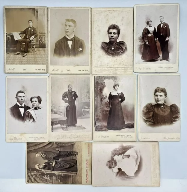 Lot of 10 Antique Heavy Card Stock Cabinet Cards Mid to Late 1800s