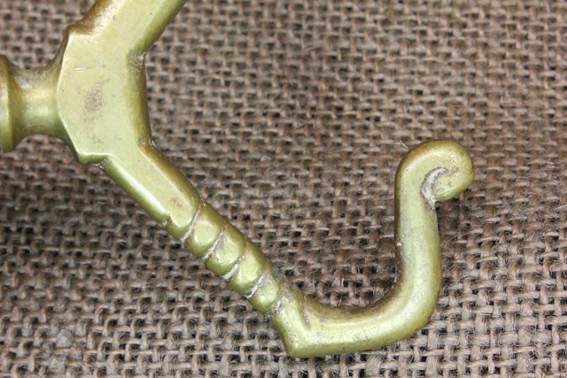 Old Hall Mirror Coat Hook Antique Brass Fancy Vintage Tarnished Mansion 13
