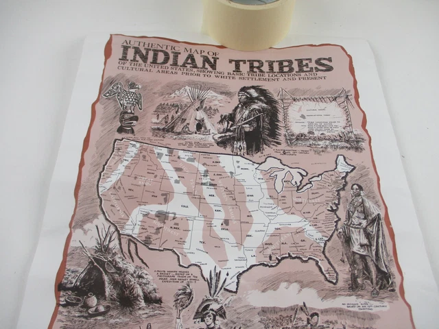 1976 AUTHENTIC INDIAN Tribes Map AUTHENTIC MAP OF INDIAN TRIBES 1976 ...